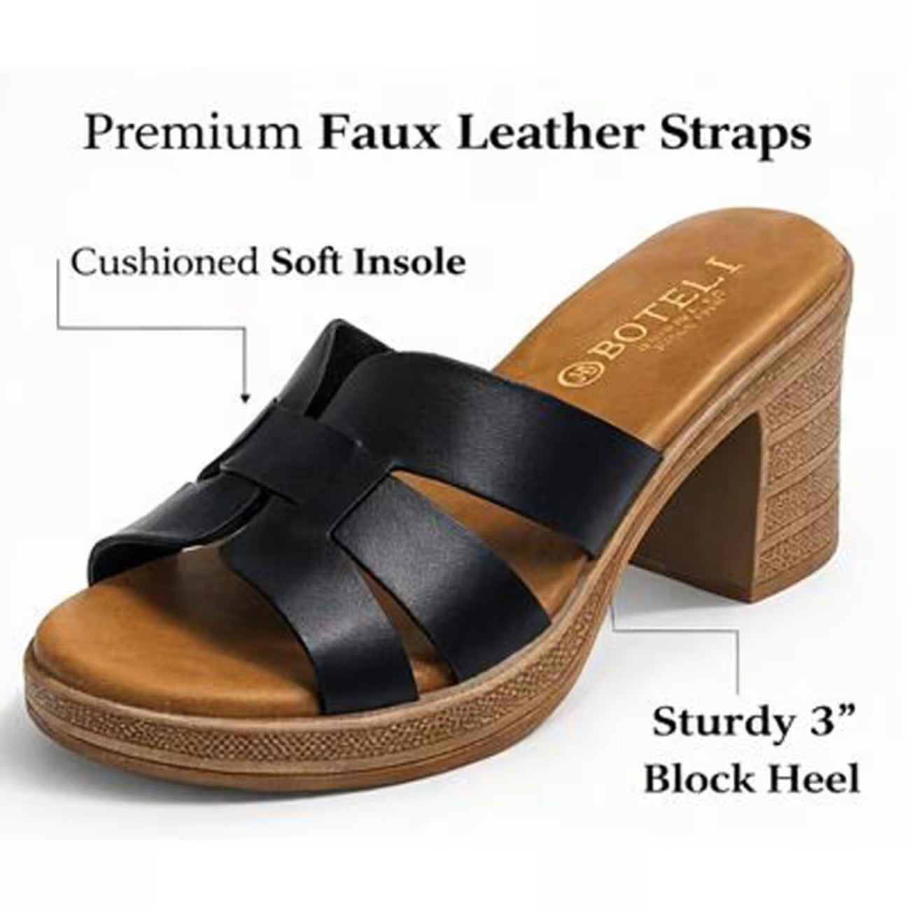Women’s Retro Woven Mule Sandals – Cross-Weave Slip-On Mid Block Heel Shoes