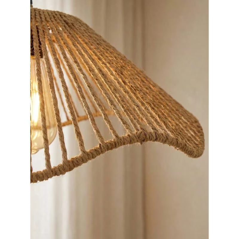 Retro Style Woven Paper Rope Shade Lamp - Yellow, Farmhouse Pendant Light, Rustic Decorative Hanging Lamp, Modern Rectangular Design for Restaurant, Tea Room, Office, Country House & Bar