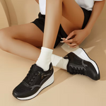 Women's Lightweight Running Sneakers – Breathable Mesh, Side Zipper, Wedge Heel, Insole Lift
