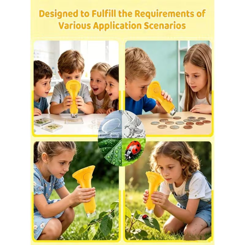 Portable Digital Microscope for Kids – 2-Inch IPS Screen & Anti-Slip Silicone Case