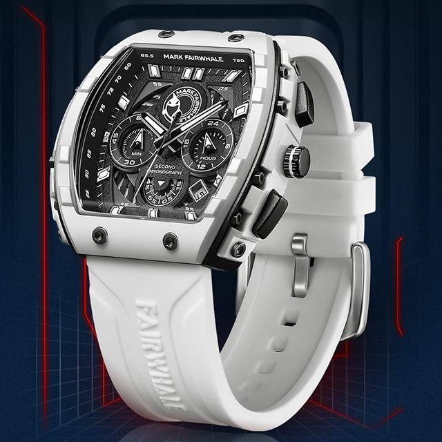 Men’s Premium Sport Chronograph – White Silicone Strap