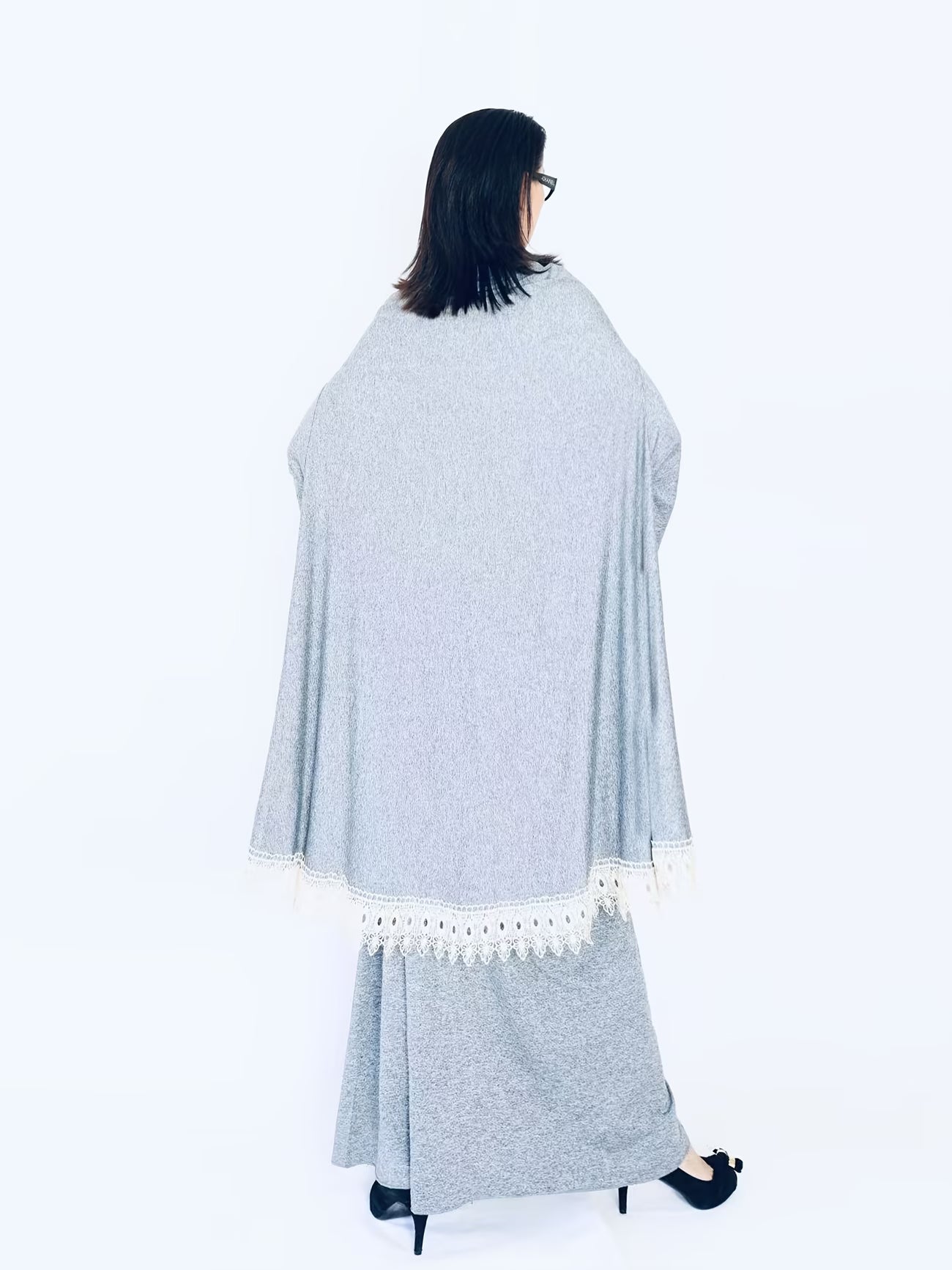 Women’s Soft 2-Piece Lace Prayer Robe Set – Comfortable Elastic Modest Wear