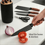 6-Piece Kitchen Knife Set with Stand & Scissors – Sharp Food Prep Cooking Tools