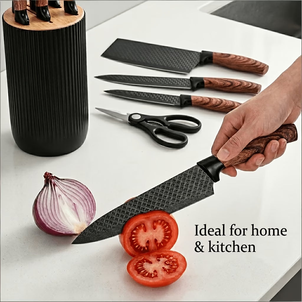 6-Piece Kitchen Knife Set with Stand & Scissors – Sharp Food Prep Cooking Tools