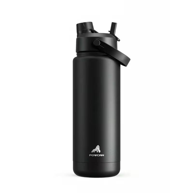Powcan 32oz Insulated Water Bottle – Double-Wall Stainless Steel, Dual Straw Lid