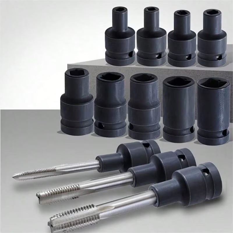 9pcs Socket Adapter Set - 1/2 Inch Drive, M6-M24 Electrical Switch Adapters, 9-Piece Tapered Sleeve Set, Compatible with Impact Drill, Industrial Tools, Durable & Practical Socket Accessories