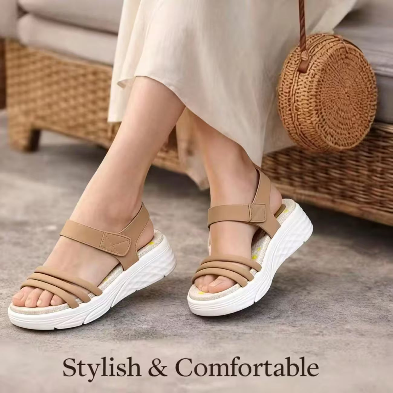 Women’s Floral Wedge Sandals – Open-Toe Ankle-Strap Summer Shoes