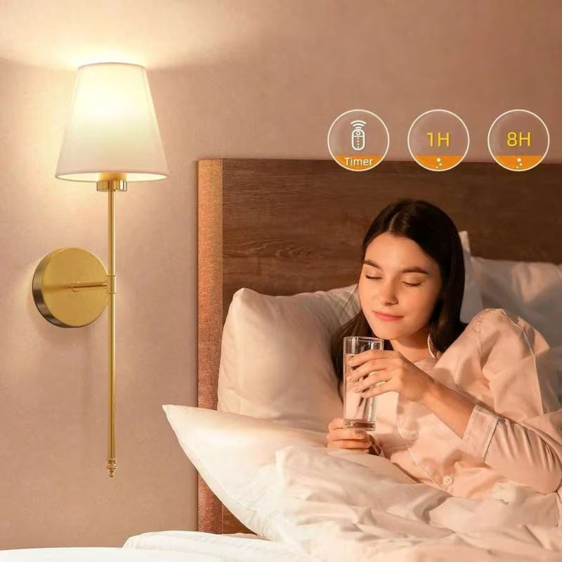 2pcs Rechargeable Wall Lights - Multicolor + 2pcs Golden, RGB LED Bedside Lamps with Remote Control, USB Powered Ambient Lighting, Decorative Wall Lamps, Night Lights & Reading Lamps