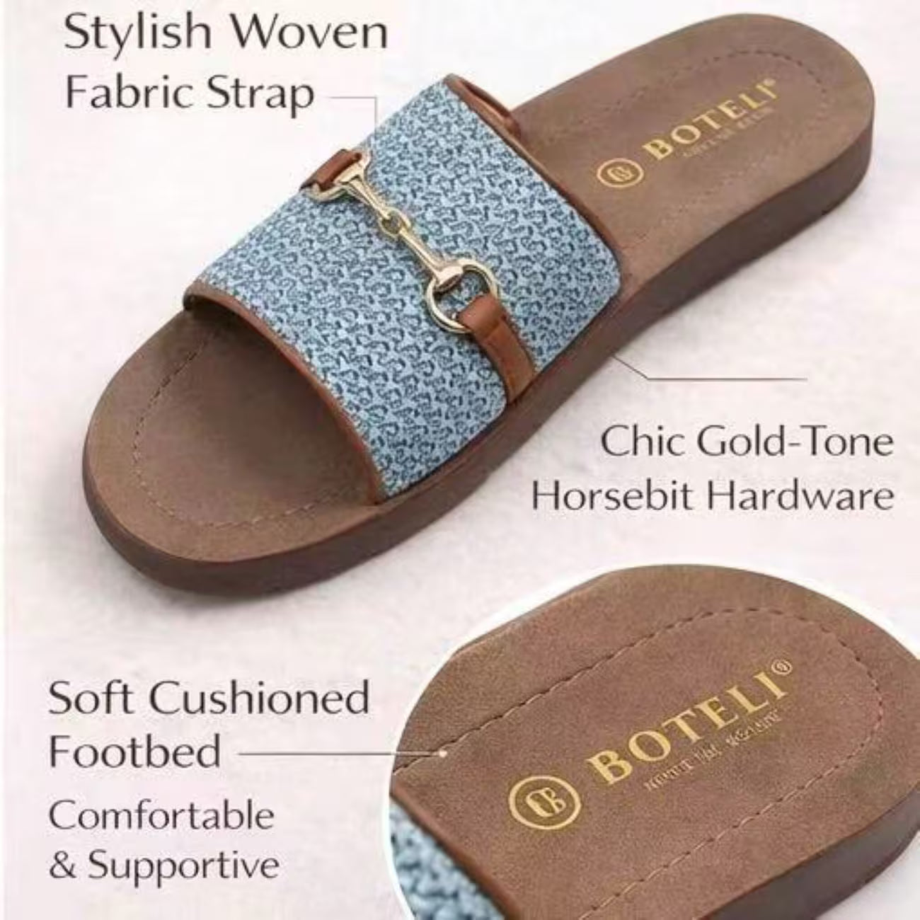 Women’s Flat Sandals with Golden Metal Accents – Open-Toe Summer Shoes