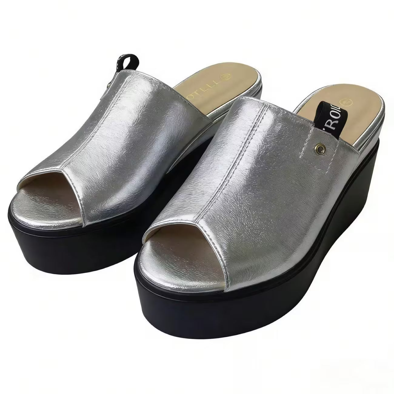 Ladies’ Open-Toe Wedge Mule Sandals – Elevated Block Heel Party Shoes