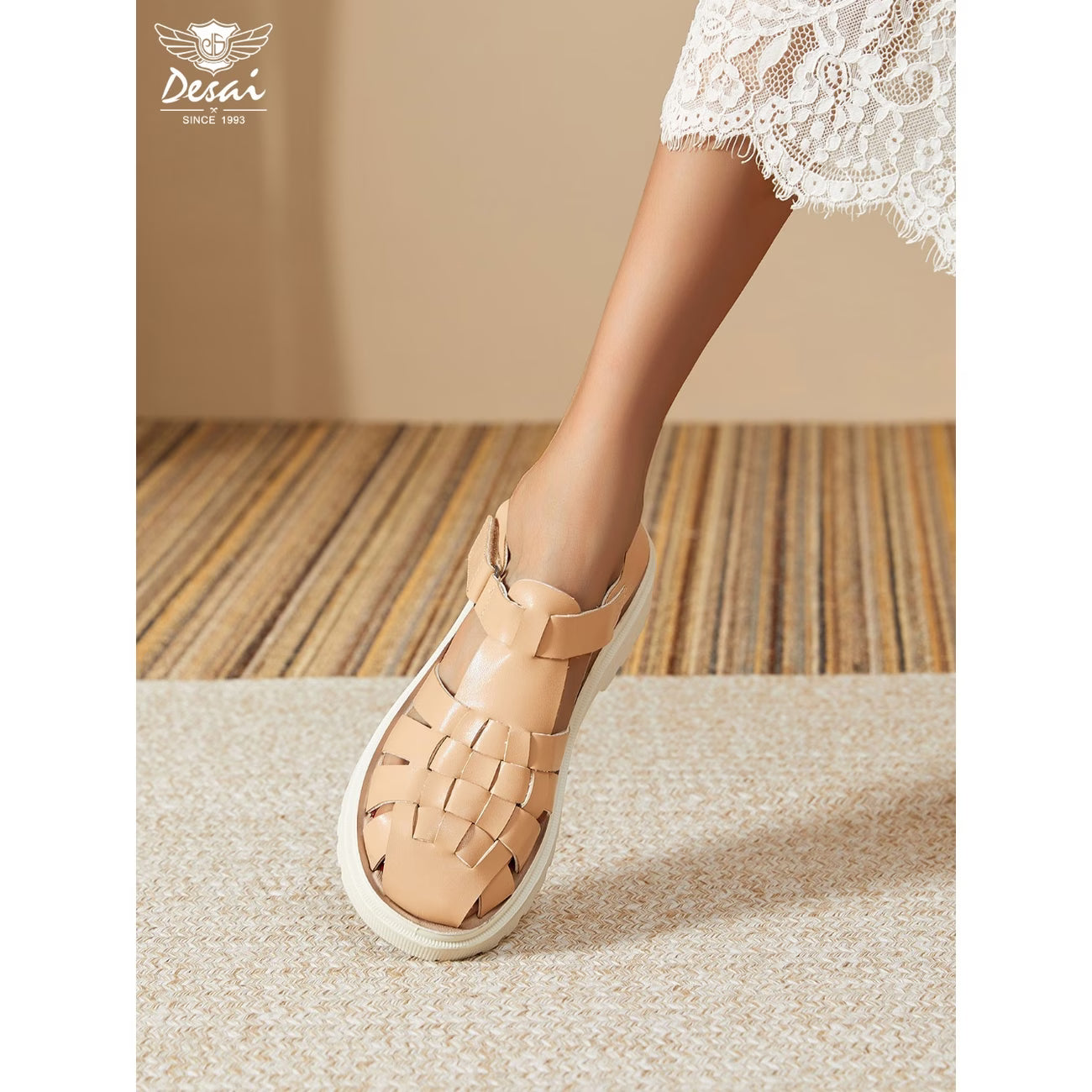 Women’s Woven Platform Sandals – Retro Casual Lightweight Summer Shoes