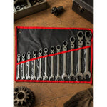 12PCS Reversible Combination Wrench Set – Silver & Black, 8–19mm Aluminum Alloy Hand Wrenches with Durable Design for Automotive, Workshop, Repair & DIY Use