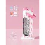Heart Bow Insulated Water Bottle – 26/40oz Stainless Steel, Straw & Spout Lid