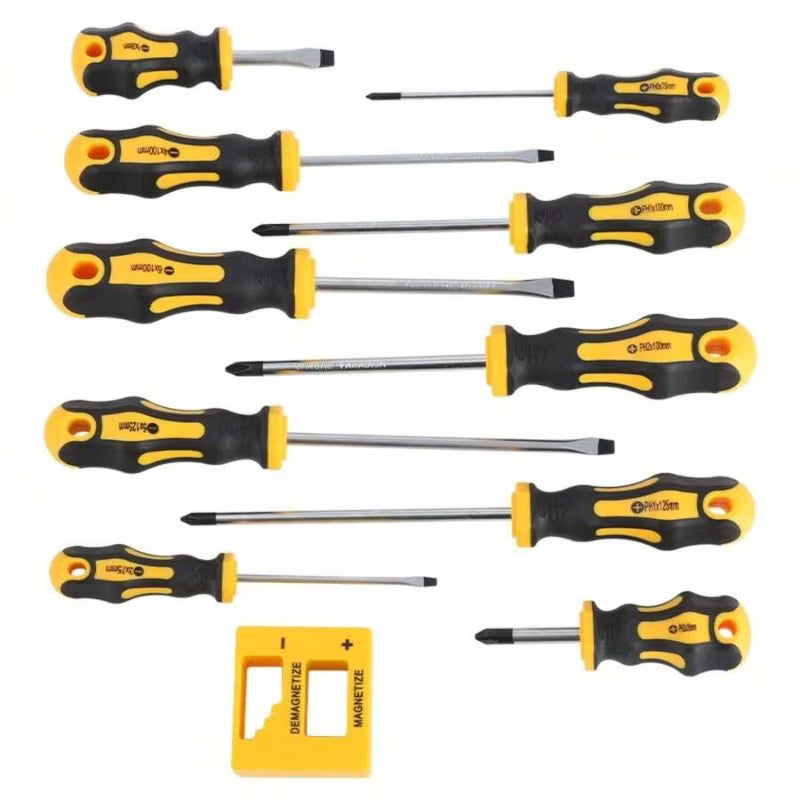 Magnetic Screwdriver Set - Multicolor, 11pcs Black & Yellow Screwdrivers, Flat Head & Cross Head Screwdrivers, Professional Padded Handles, Key Screwdriver, Aluminum Alloy Hand Tool Set