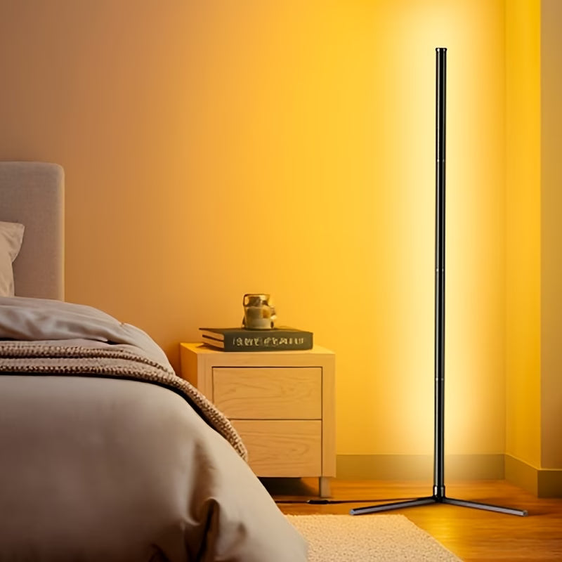 RGB Corner Floor Lamp – Black, Smart LED Standing Light with Bluetooth Music Sync, Color-Changing Ambient Lighting for Living Room, Bedroom & Gaming Room