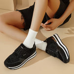 Women's Platform Sneakers – Thick Sole, Height-Increasing, Magic Tape Closure, Breathable