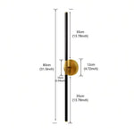 1pc 80cm USB-C Rechargeable LED Wall Lamp - Black & Gold, Remote Control, Dimmable 3-Color Lighting, Timer Function, Power Button, Wall-Mountable & Magnetic, Modern Sconce for Bedroom, Office, Living Room & Bathroom