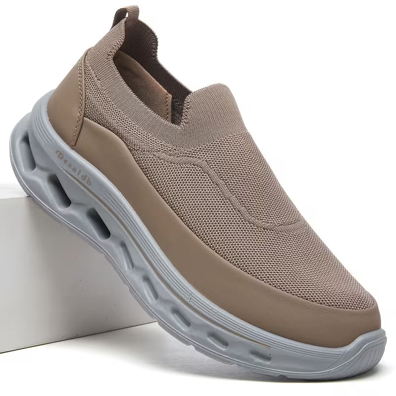 Men's Khaki Mesh Elastic Casual Sports Shoes