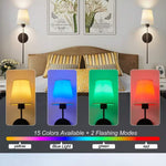 2pcs Rechargeable Wall Lights - Multicolor + 2pcs Golden, RGB LED Bedside Lamps with Remote Control, USB Powered Ambient Lighting, Decorative Wall Lamps, Night Lights & Reading Lamps
