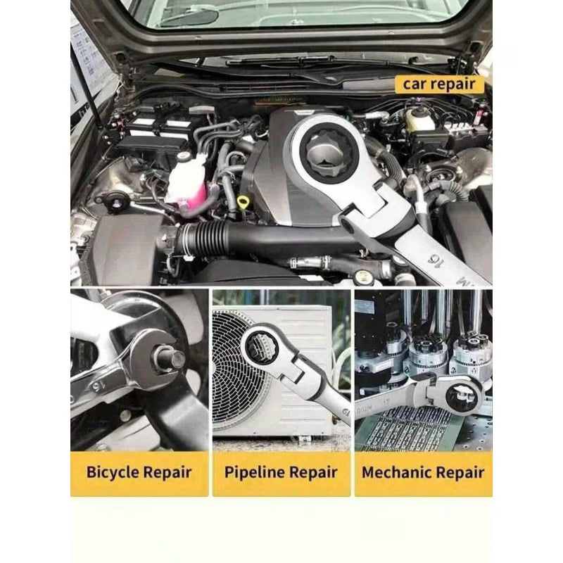 12PCS Reversible Combination Wrench Set – Silver & Black, 8–19mm Aluminum Alloy Hand Wrenches with Durable Design for Automotive, Workshop, Repair & DIY Use