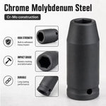 12mm Deep Impact Socket – Black, 1/2-Inch Drive, 6-Point CR-Mo Steel Socket, Long Reach for Impact Wrench, Ratchet & Breaker Bar