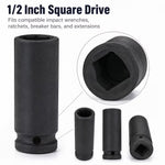 17mm Deep Impact Socket – Black, 1/2-Inch Square Drive, 6-Point CR-Mo Steel Socket for Impact Wrench, Ratchet, Breaker Bar & Automotive Repair