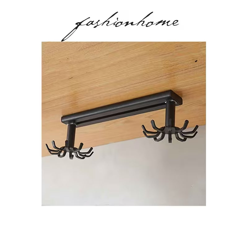2-Piece Aluminum Wall-Mounted Kitchen Hooks – Dual Rotating Storage Organizer