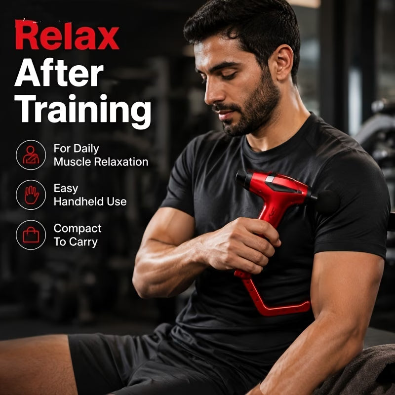 Portable Foldable Muscle Massage Gun – Red/Grey