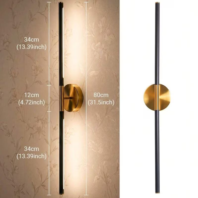 1pc Battery Powered Dimmable Wireless LED Wall Light - Black & Golden, 80cm Magnetic Wall Lamp, Type-C Rechargeable, Modern Wall Mounted Light for Bedroom, Study, Living Room & Staircase