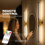 1pc 80cm USB-C Rechargeable LED Wall Lamp - Black & Gold, Remote Control, Dimmable 3-Color Lighting, Timer Function, Power Button, Wall-Mountable & Magnetic, Modern Sconce for Bedroom, Office, Living Room & Bathroom