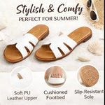 Women’s Low-Heel Slide Sandals – Cut-Out H-Strap Open-Toe Casual Shoes