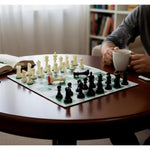 43.18cm X 43.18cm Tournament Chess Vinyl Foldable Chess Set - Green Chess Board with Solid Plastic Pieces, Professional Tournament Chess Game, Portable Foldable Board for Adults & Players