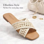 Women’s Crisscross Braided Square-Toe Sandals – Lightweight Summer Beach Shoes