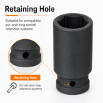 27mm Deep Impact Socket – Black, 1/2-Inch Drive, Long CR-Mo 6-Point Socket for Impact Wrench, Ratchet & Automotive Repair