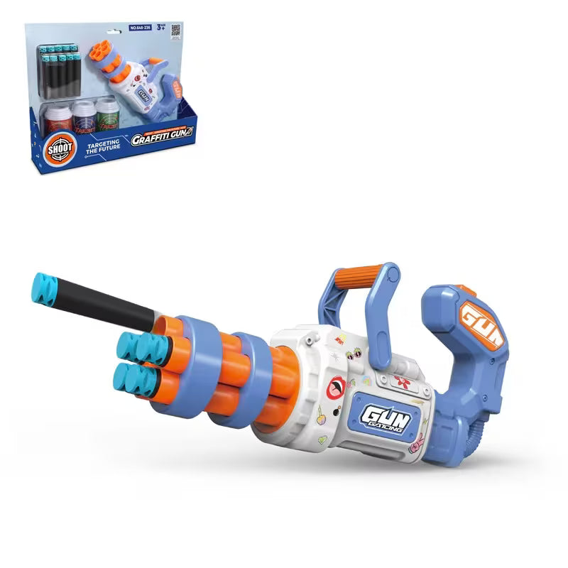 Foam Dart Blaster Toy Gun - Multicolor Graffiti Style Soft Dart Launcher with 10 Foam Darts, Target & 3 Cans, Indoor & Outdoor Play Toy for Children & Teens, Fun Gift for Boys & Girls