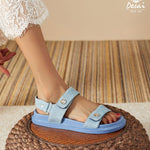 Women’s Open-Toe Single-Strap Sandals – Thick-Sole Roman-Inspired Beach Shoes