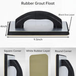 Square Notched Tile Trowel Set - Trowel & Float Set, 3 Stainless Steel Notched Trowels, Rubber Grout Float, 2 Grout Sponges & Work Gloves, Masonry Tiling Tools for Flooring Installation