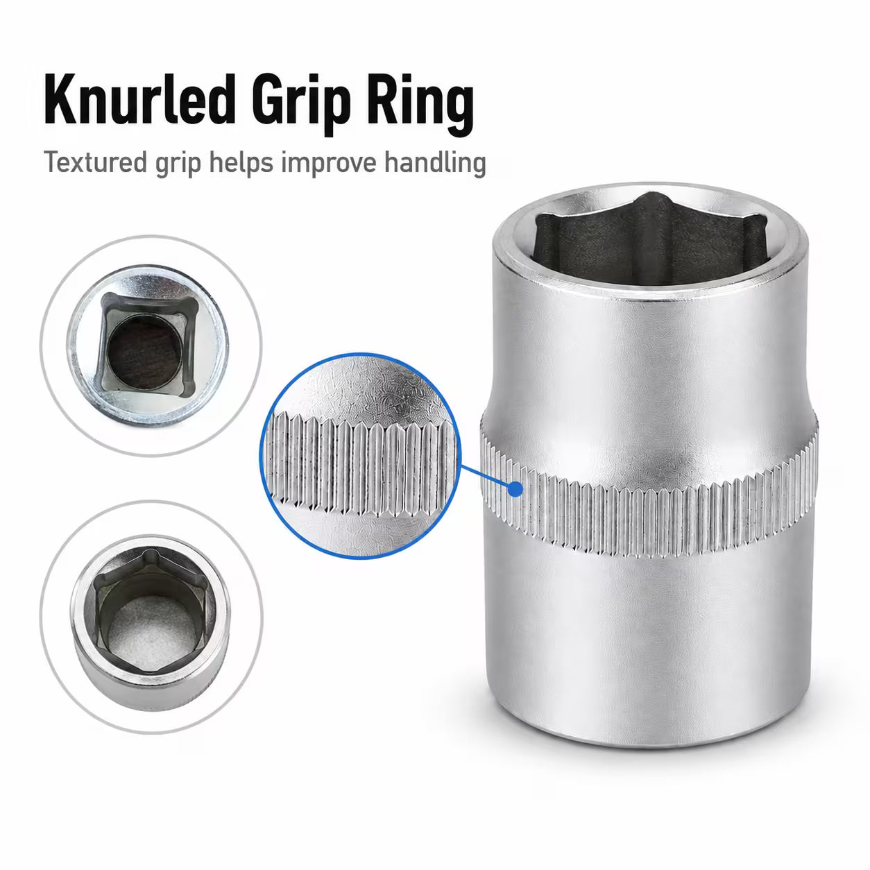 1/2-Inch Socket – Silver, 1/2-Inch Square Drive, 6-Point CR-V Chrome Vanadium Steel Socket for Ratchet, Breaker Bar & Automotive Repair