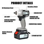 High-Torque Cordless Brushless 1/2" Impact Wrench Kit (Silver) – Powerful 4.0Ah Battery, Fast Charger & Accessories
