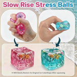 Blue & Multicolor 4-Pack Cube of Ice Stress Balls – Soft Seashell Dough Fidget Toys for Relaxation