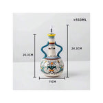 Ceramic Olive Oil & Vinegar Dispenser – Decorative Round Kitchen Bottle