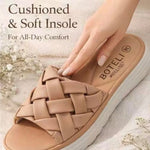 Women’s Braided Basketweave Platform Slides – Open-Toe Wedge Sandals with Cushioned Insole