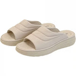 Women’s Quilted Platform Slide Sandals – Cushioned Strap Open-Toe Wedge Shoes
