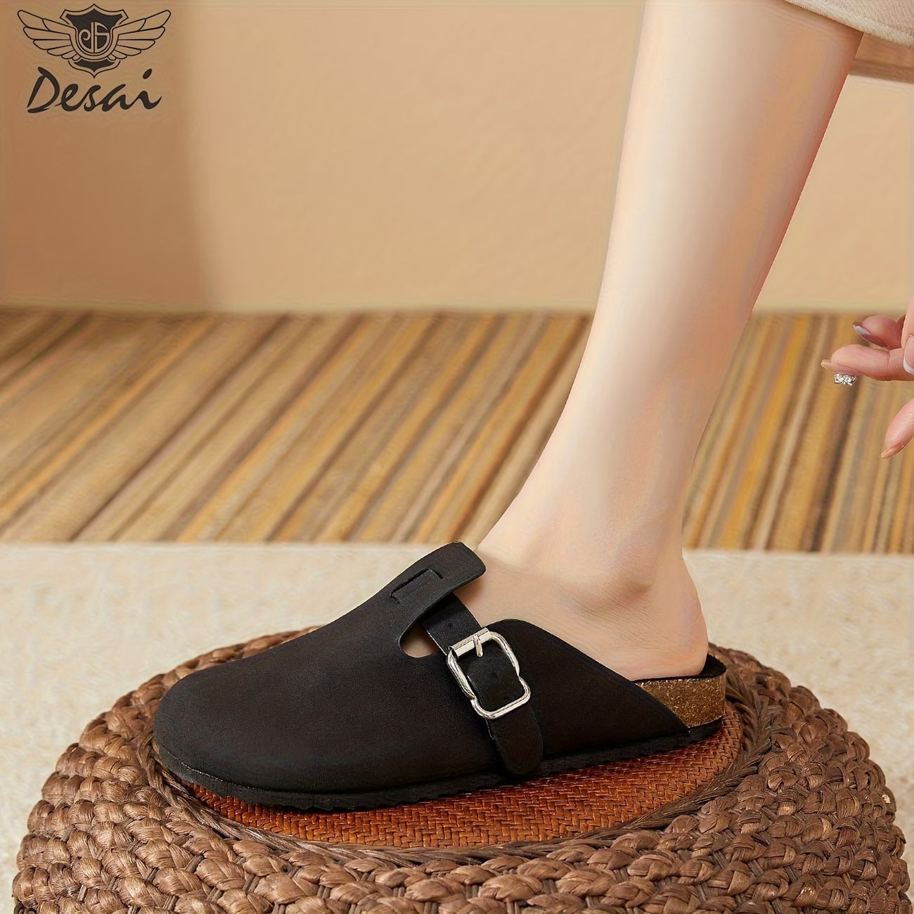 Women’s Retro Bohemian Closed-Toe Slip-On Shoes – Soft Thick Sole Casual Walking Sandals