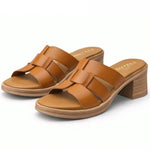 Women’s Retro Woven Mule Sandals – Cross-Weave Slip-On Mid Block Heel Shoes