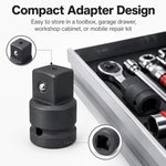3/4-Inch Female to 1-Inch Male Impact Socket Adapter – Black, Chrome Molybdenum Steel Drive Converter for Impact Wrench & Breaker Bar