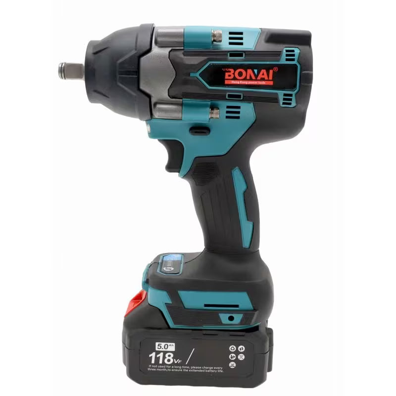 Bonai BN-128Vf Cordless Electric Impact Wrench (Blue) – 600Nm High Torque, 118V Lithium Battery & 3800 RPM