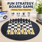 Classic Chess Board Game Set - Black & White Chess Board with Chess Pieces, 2-Player Strategy Board Game for Kids, Teens & Adults, Family Tabletop Game for Home, Travel, Learning & Game Night