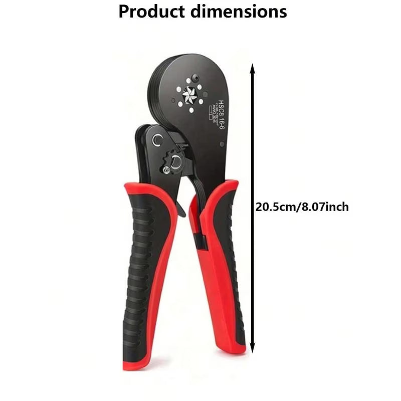 Manual Wire Crimping Tool - Black & Red, HSC8 16-6 Ring Terminal Crimper, 0.08-16mm² Wire Range, 30-5AWG, Aluminum Alloy Hand Crimping Pliers for Electrical Installation & Cable Terminals