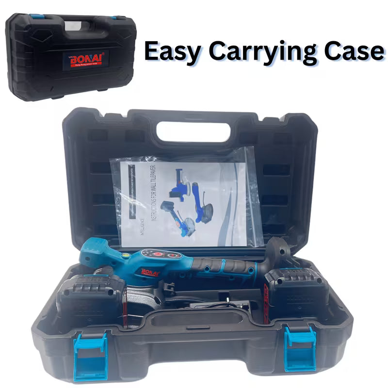BONAI BN-CD0013 Cordless 88VF Tile Vibrator & Laying Machine (blue,black) – 80kg Suction, FM Gear Display & 4.0Ah Battery